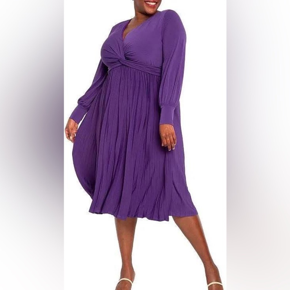 Eloquii Vibrant Purple Long Sleeve Dress